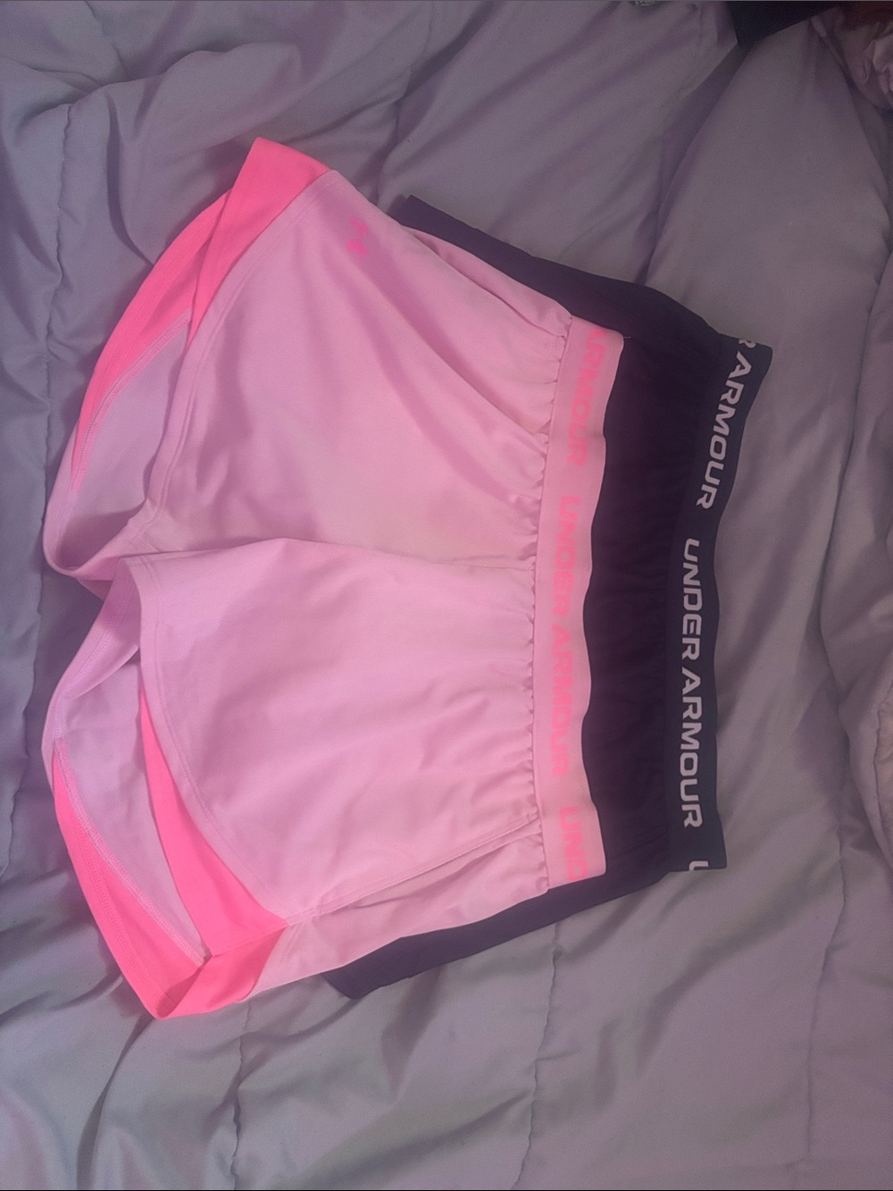 Under Armour Pink and Black Women's Active Running Shorts